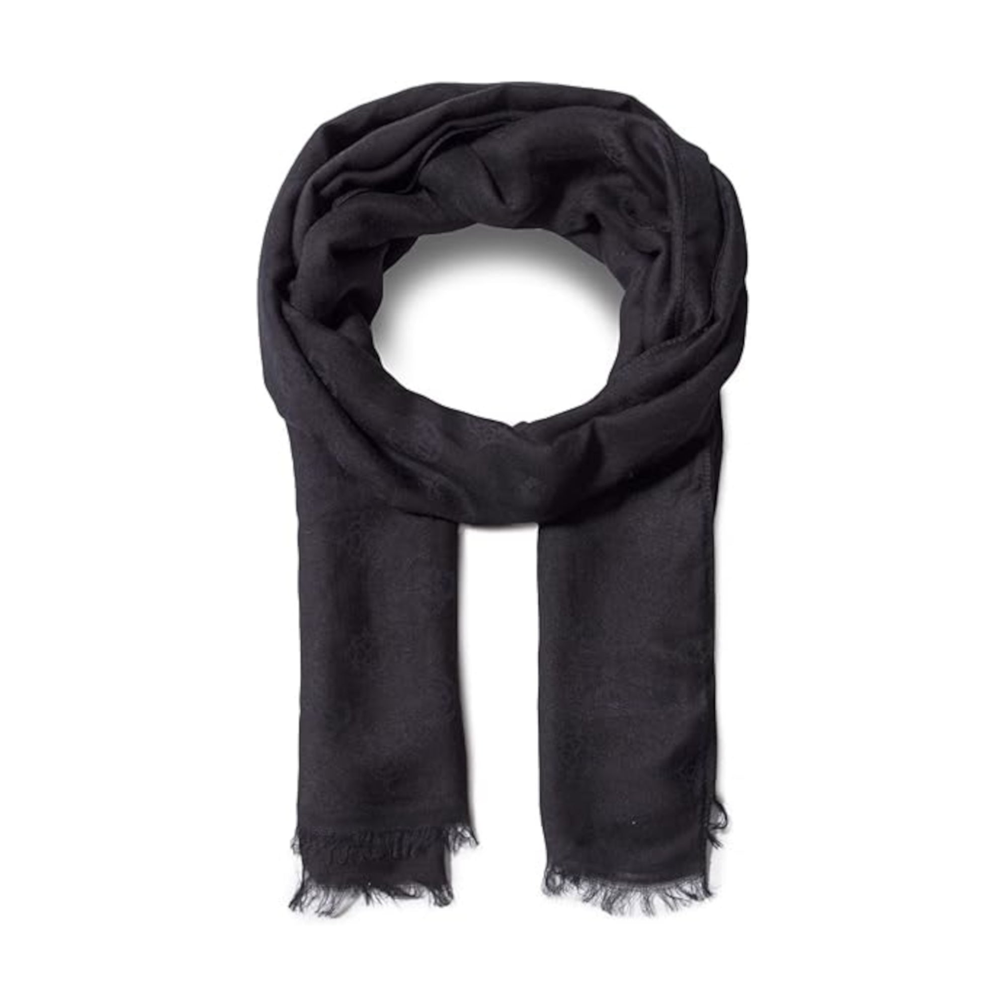 Guess, Ninette Jacquard, Eșarfă textilă, Negru, 8 x 180, Pentru femei
